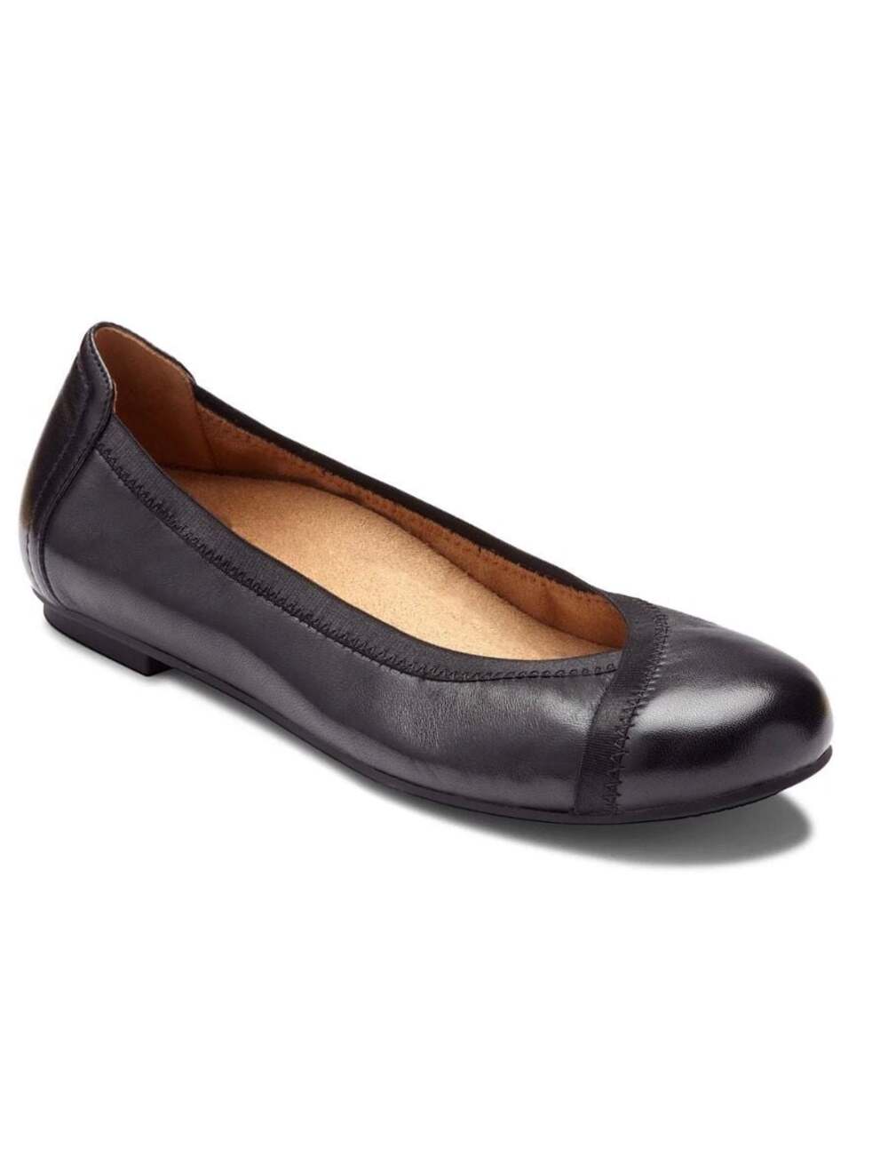 Vionic Caroll Leather Ballet Flats Black Orthotic Comfort Shoes Women’s 8